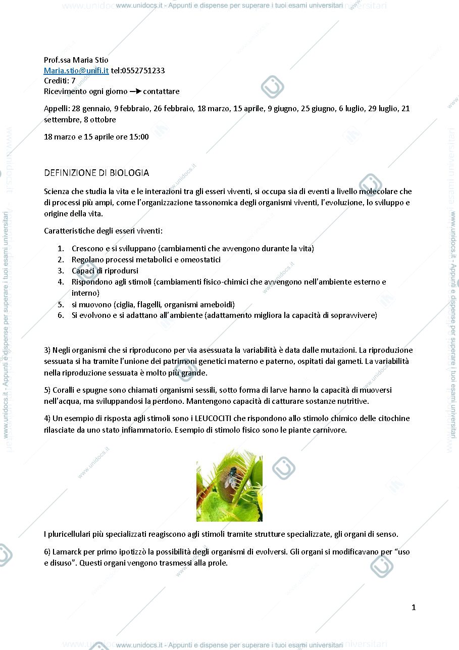 Anteprima pagina 1 — sbobine biologia