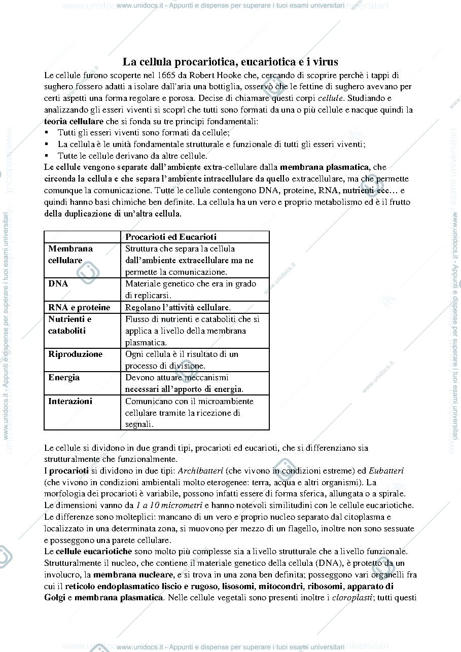 Anteprima pagina 1 — Biologia cellulare
