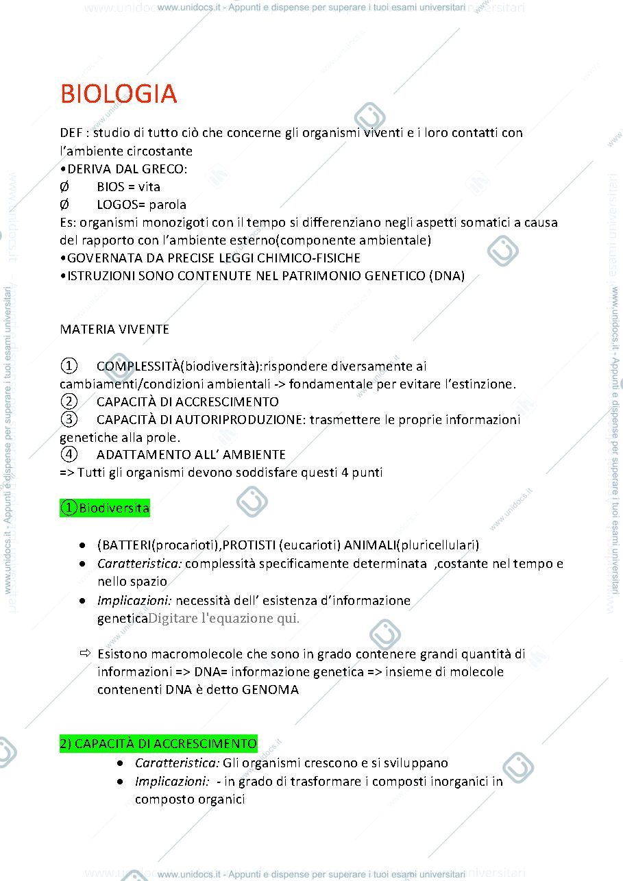 Anteprima pagina 1 — Biologia