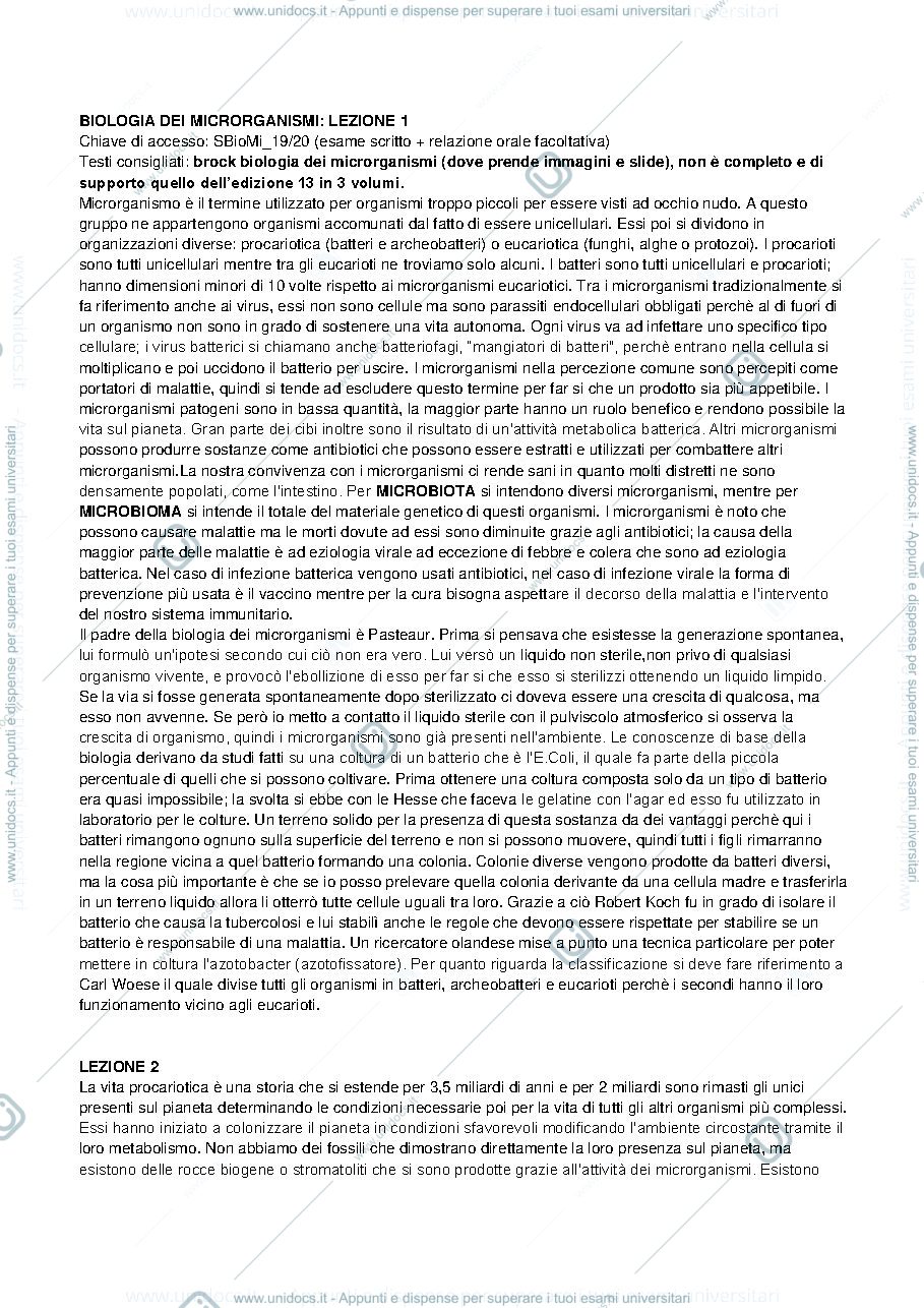 Anteprima pagina 1 — BIOLOGIA DEI MICRORGANISMI