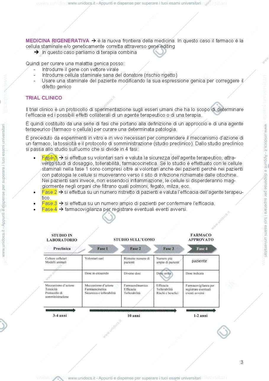 Anteprima pagina 3 — appunti biologia del differenziamento e terapie cellulari