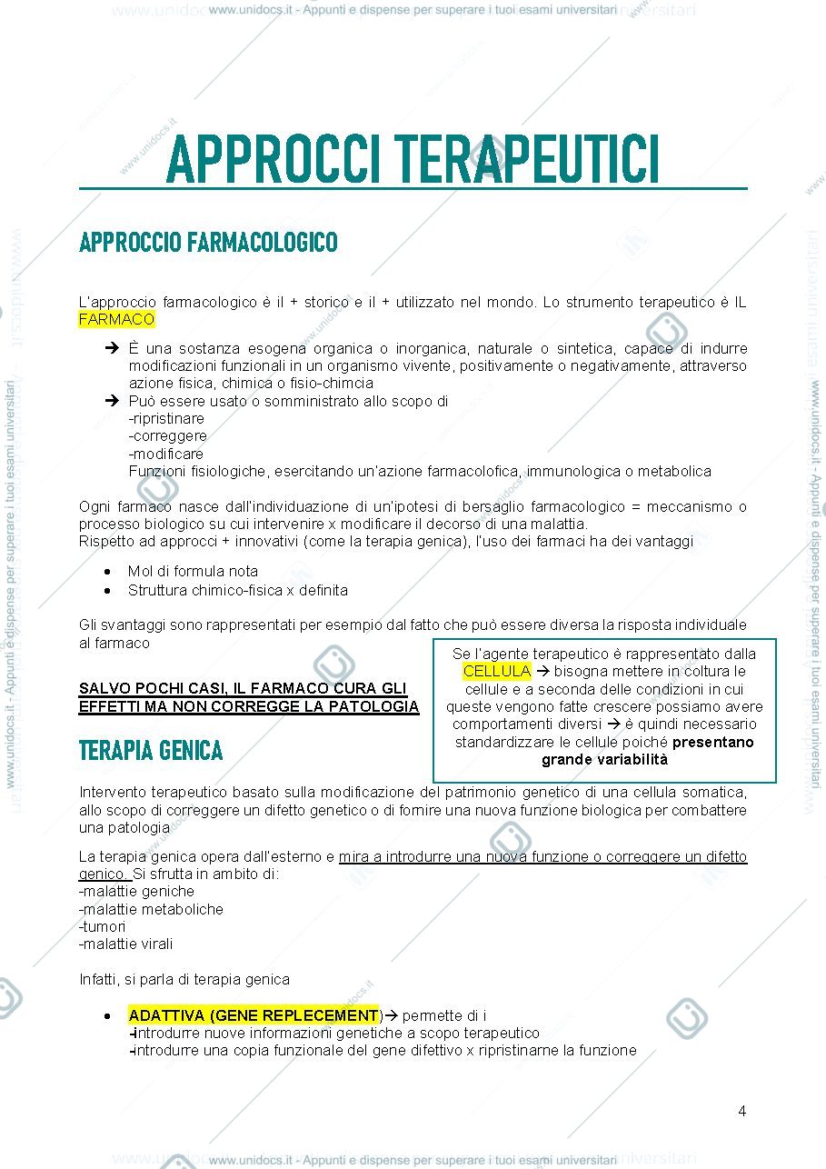 Anteprima pagina 4 — appunti biologia del differenziamento e terapie cellulari