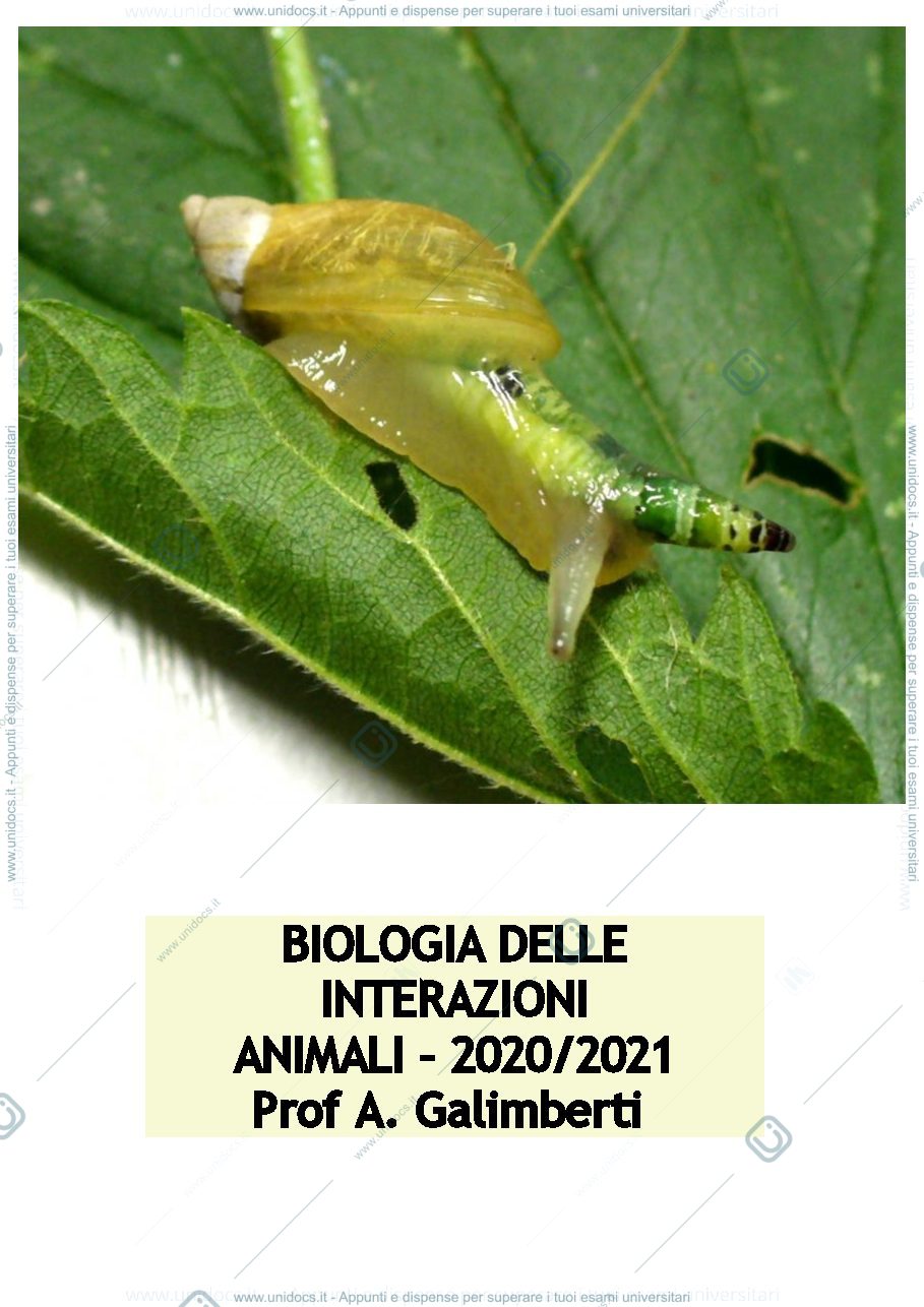 Anteprima pagina 1 — Biologia della interazione animale 