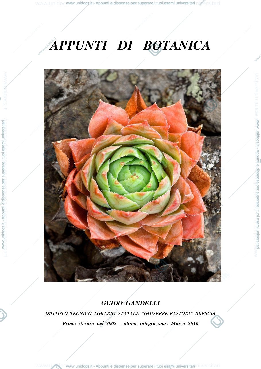 Anteprima pagina 1 — Appunti di botanica