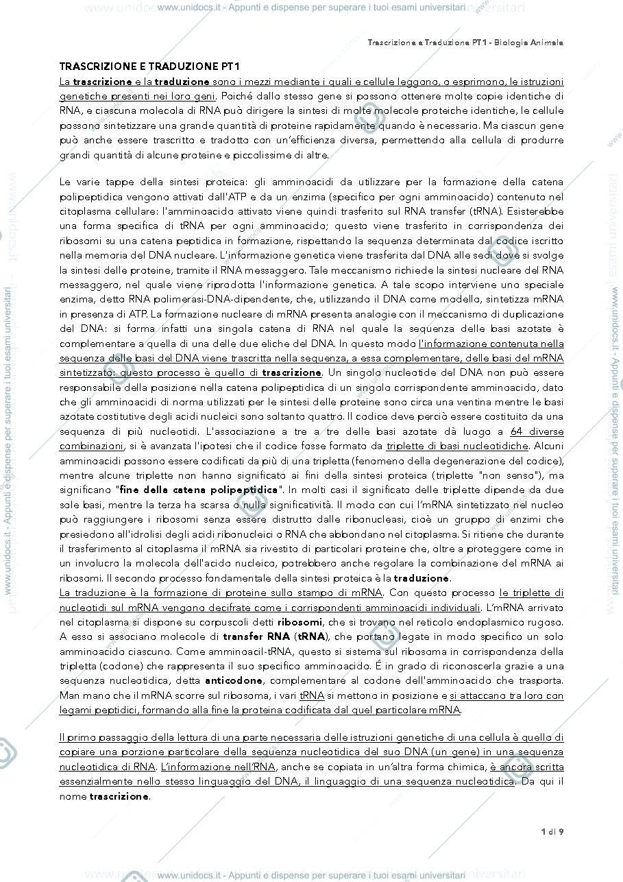 Anteprima pagina 1 — trascrizione biologia