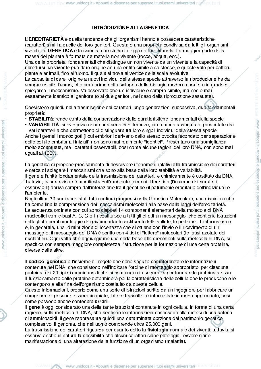 Anteprima pagina 1 — GENETICA