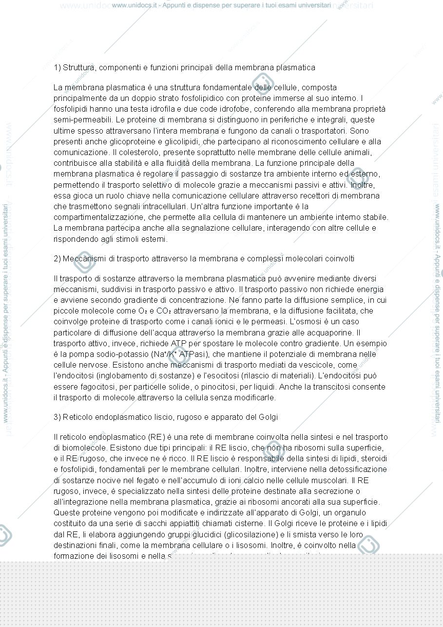 Anteprima pagina 1 — riassuntone biologia