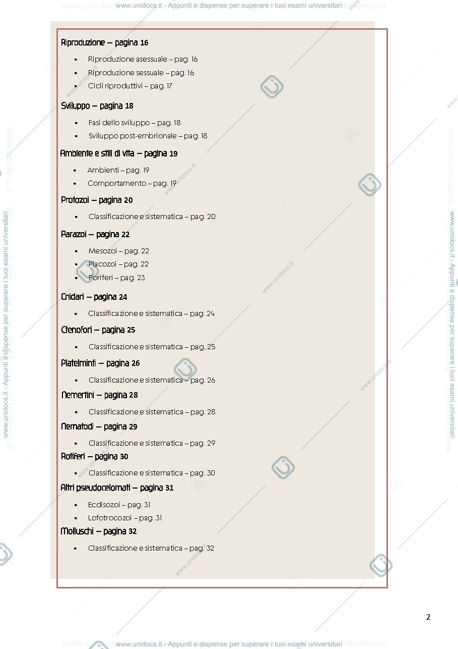 Anteprima pagina 2 — Appunti biologia e sistematica animale