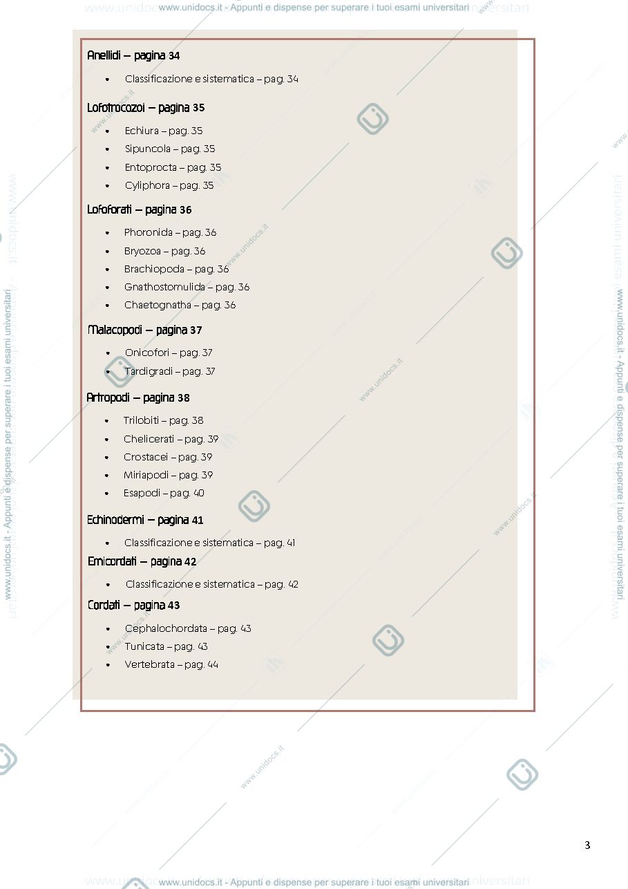 Anteprima pagina 3 — Appunti biologia e sistematica animale