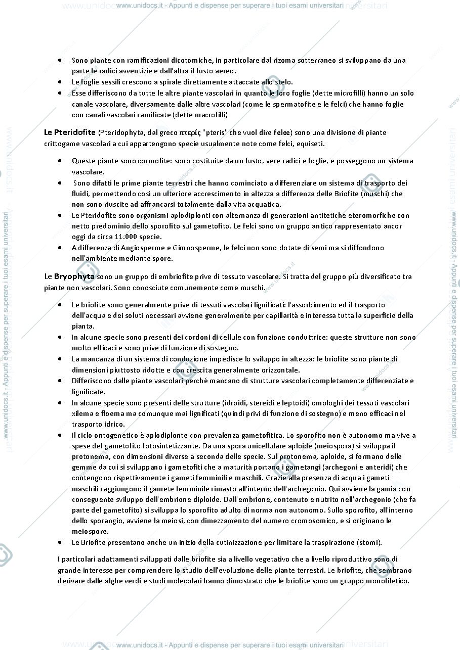 Anteprima pagina 2 — Riassunto di biologia e sistematica vegetale (botanica)