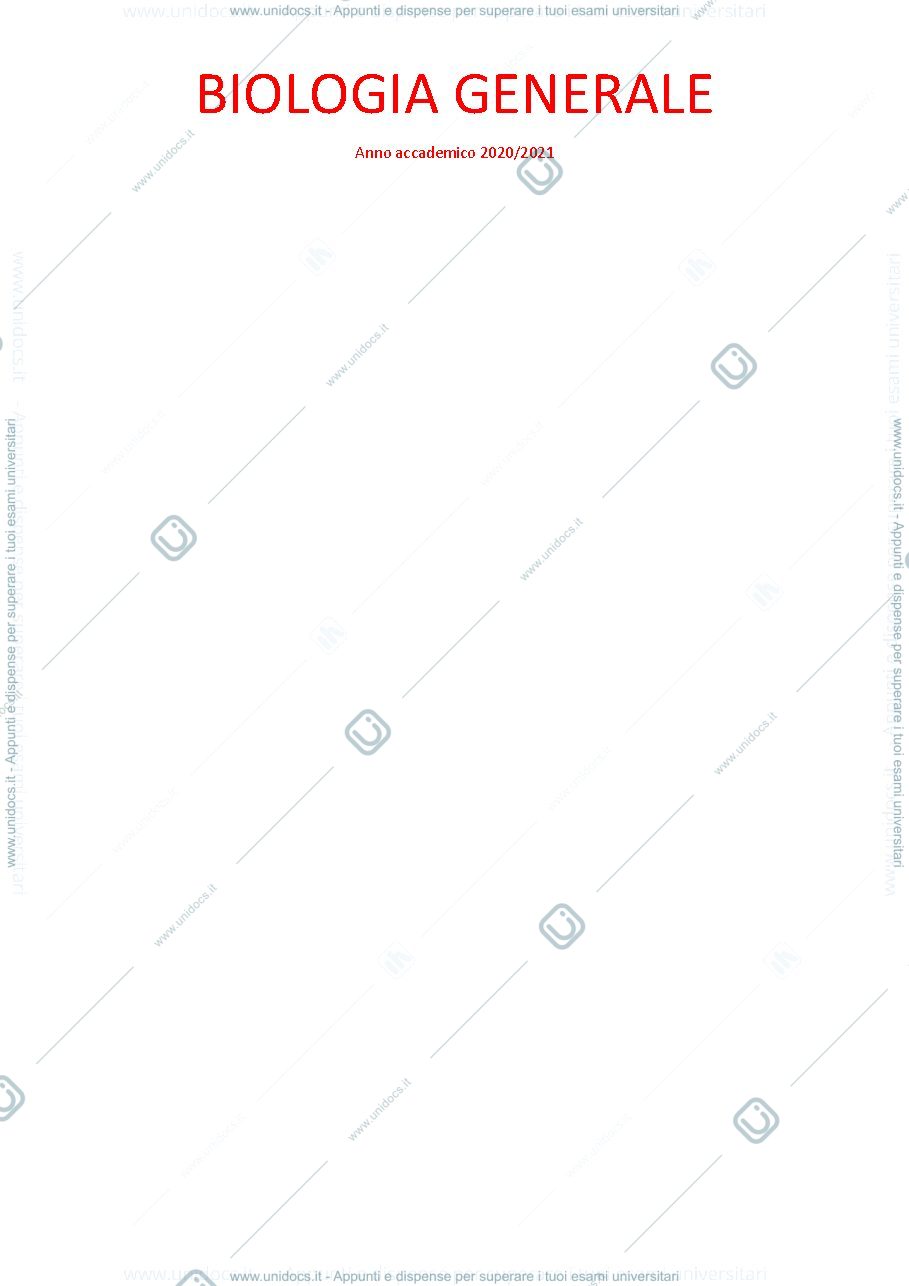 Anteprima pagina 1 — Biologia Generale e Cellulare
