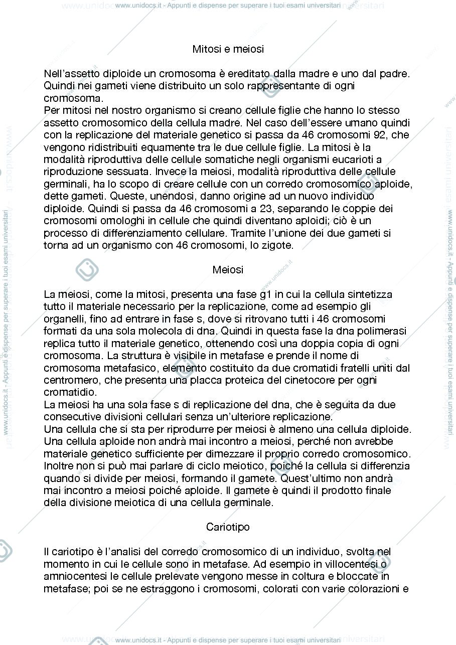 Anteprima pagina 2 — Riproduzione cellulare e meiosi