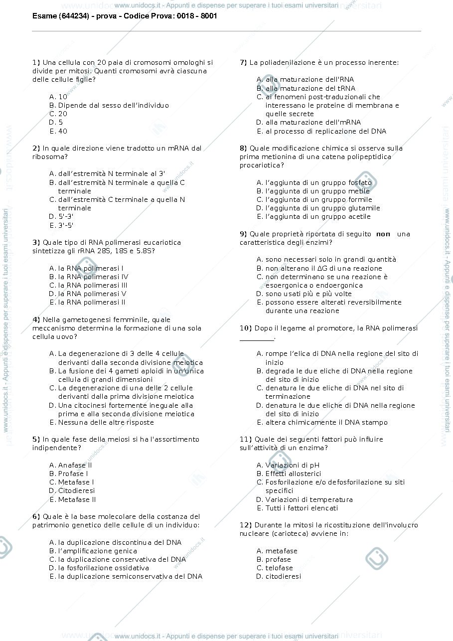 Anteprima pagina 1 — Esercitazione pre-test