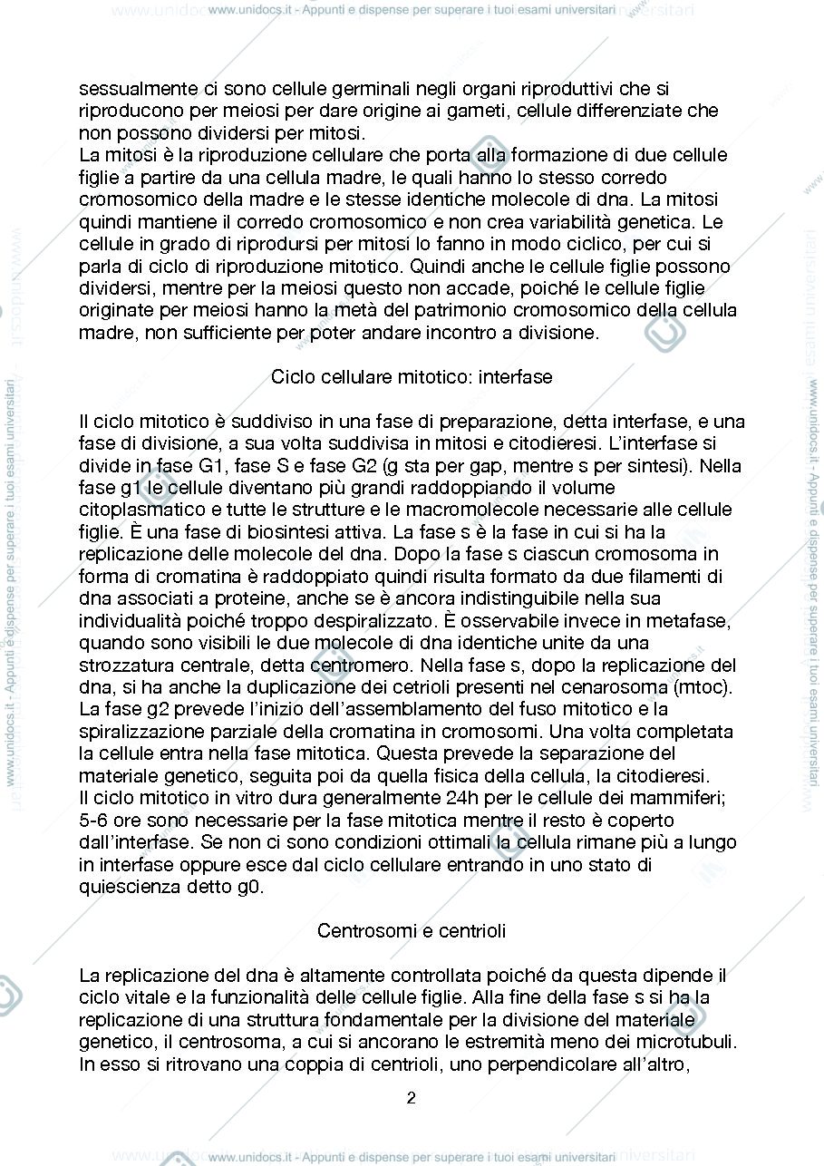 Anteprima pagina 2 — Riproduzione cellulare e mitosi