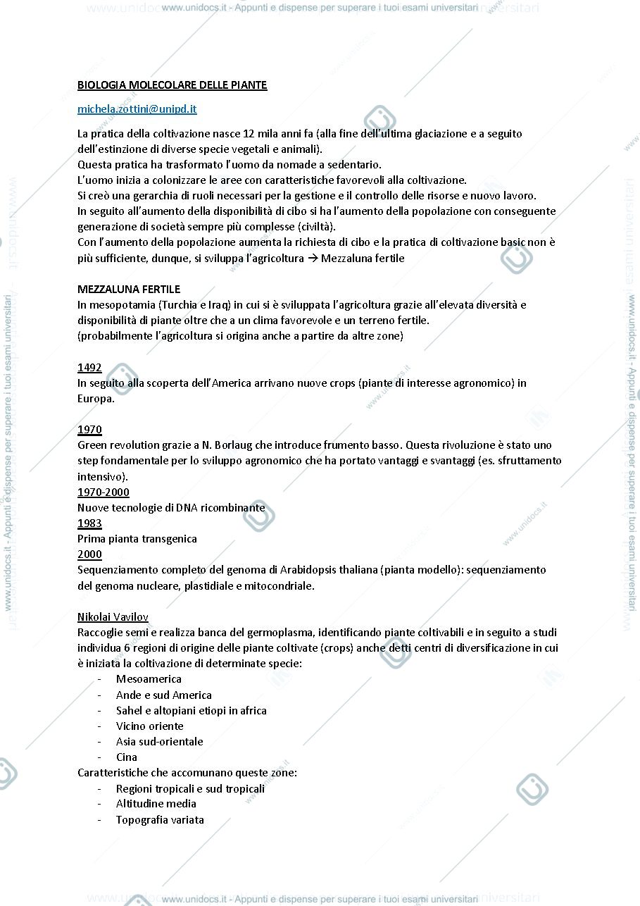 Anteprima pagina 1 — biologia molecolare delle piante 2021-2022