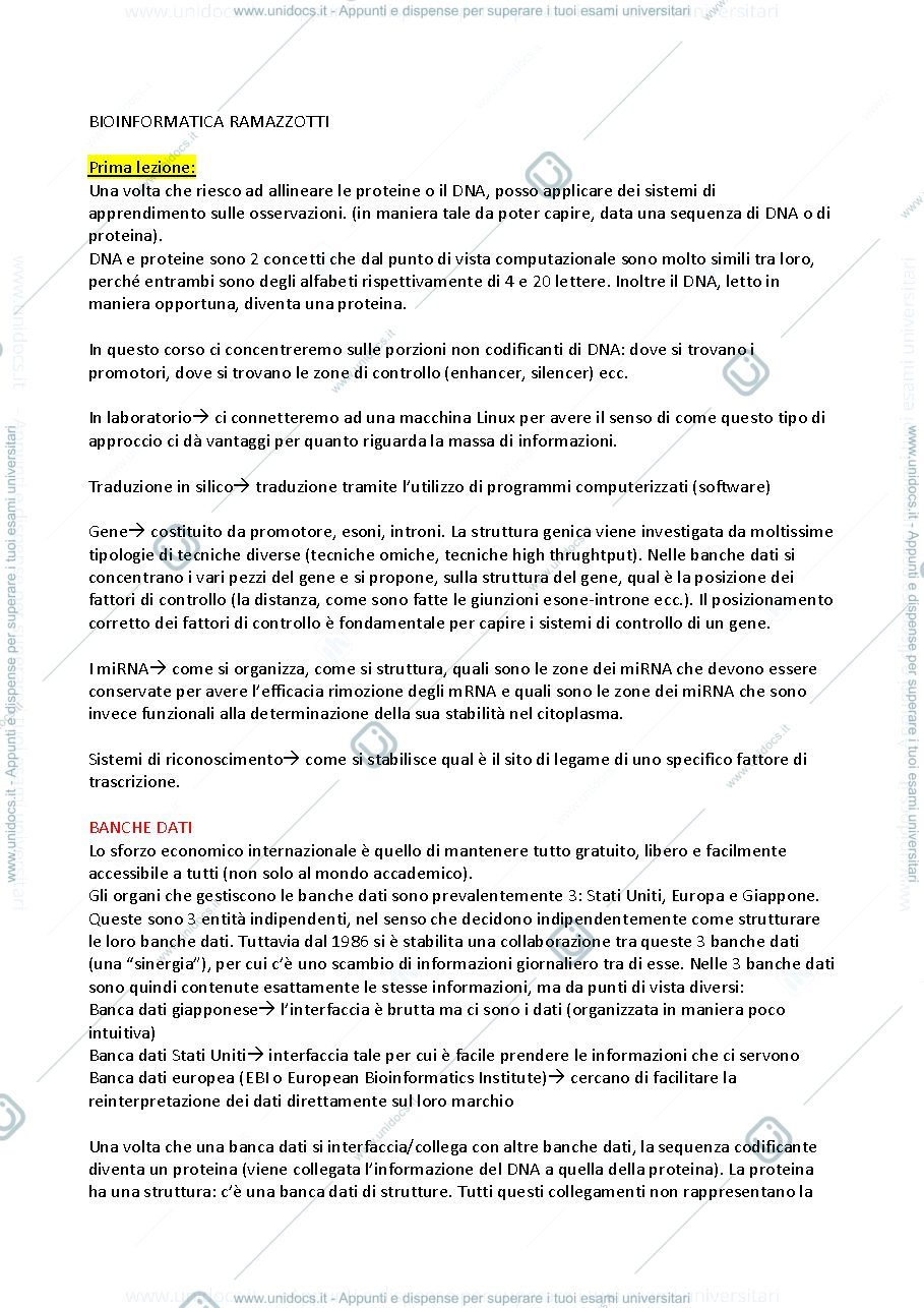 Anteprima pagina 1 — bioinformatica ramazzotti