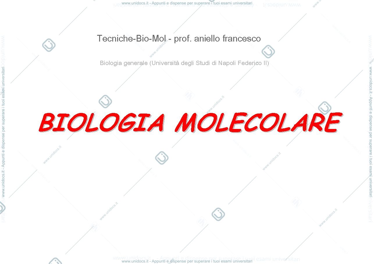 Anteprima pagina 1 — Tecniche di biologia molecolare
