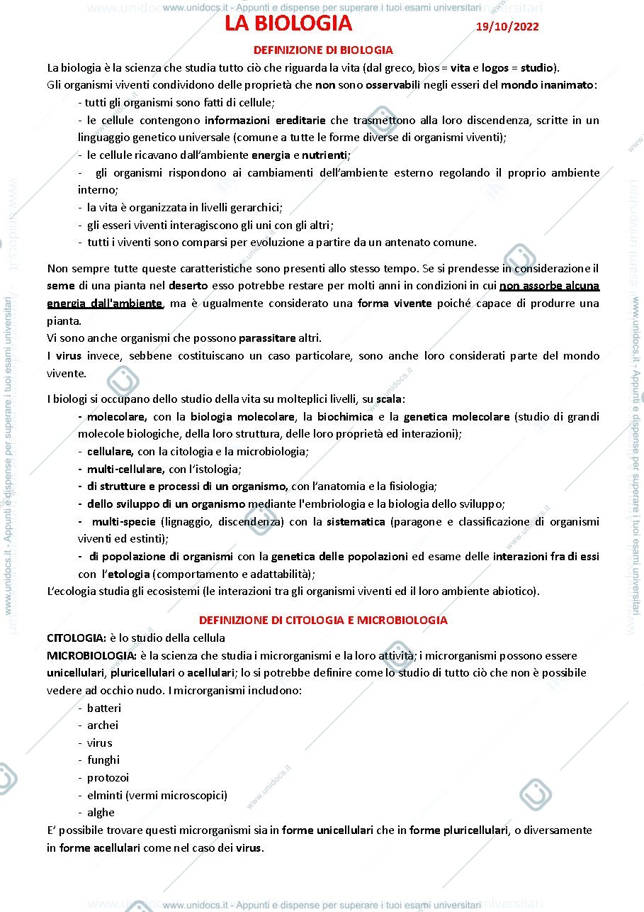 Anteprima pagina 1 — Cos’è la biologia?