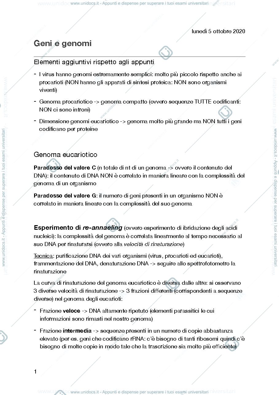 Anteprima pagina 1 — Geni e genomi