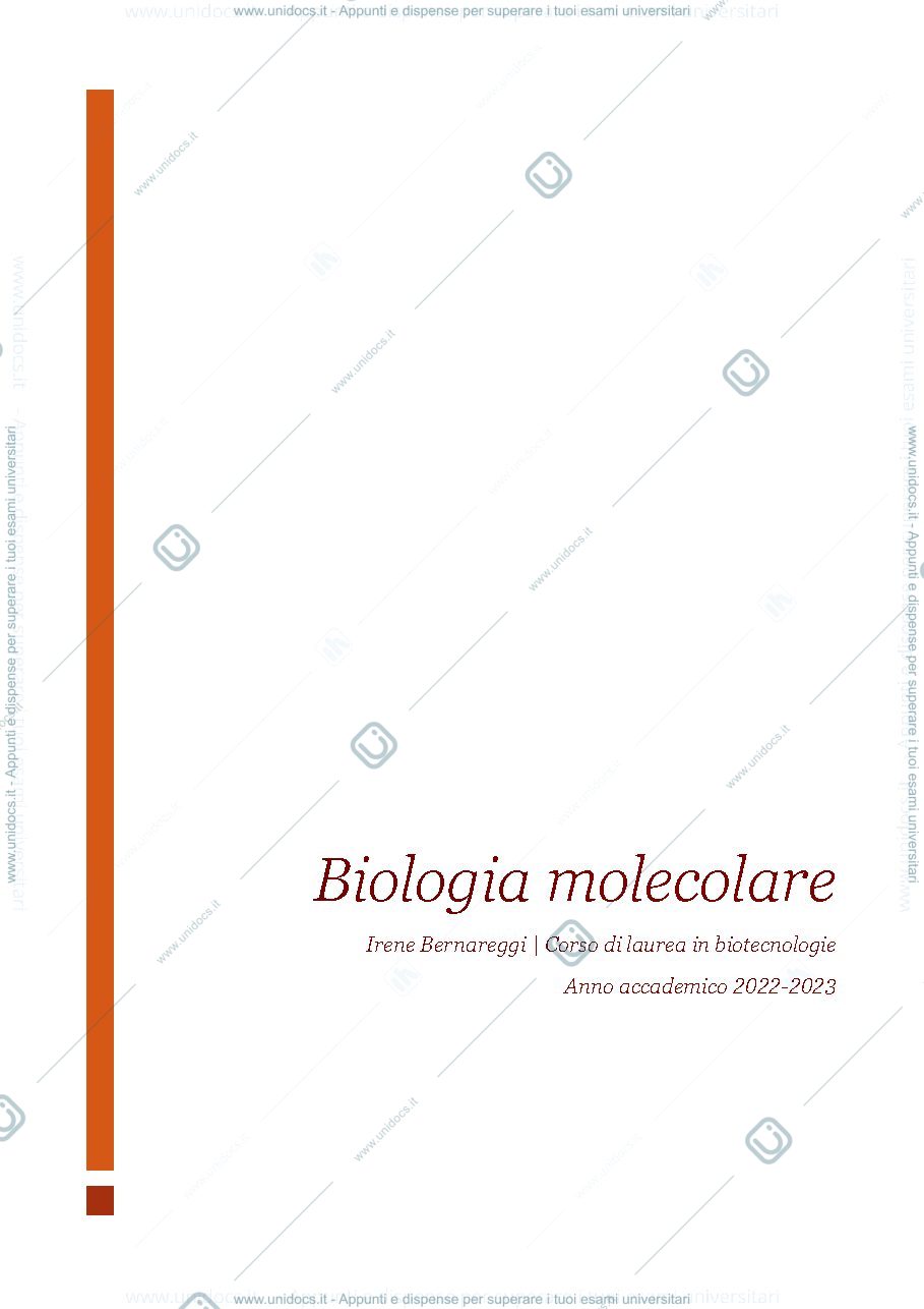 Anteprima pagina 1 — Appunti biologia molecolare