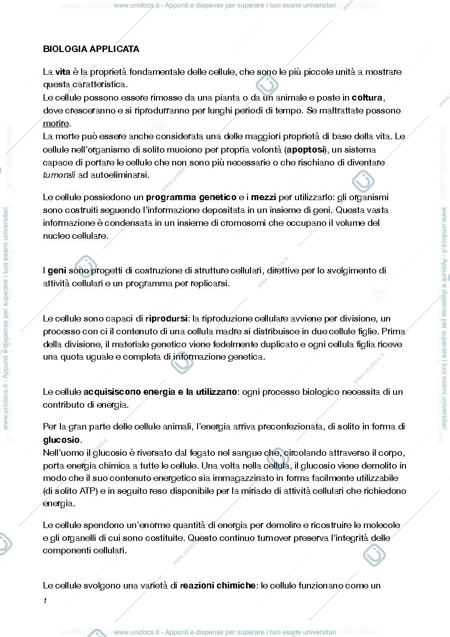 Anteprima pagina 1 — appunti biologia