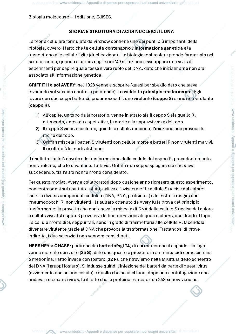 Anteprima pagina 1 — biologia molecolare del secondo anno (6CFU)