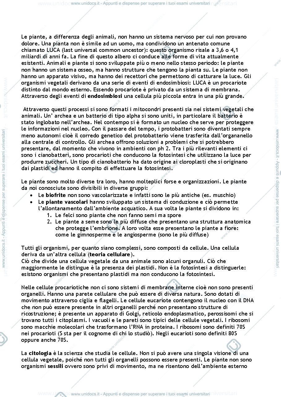 Anteprima pagina 1 — Appunti Biologia Vegetali 