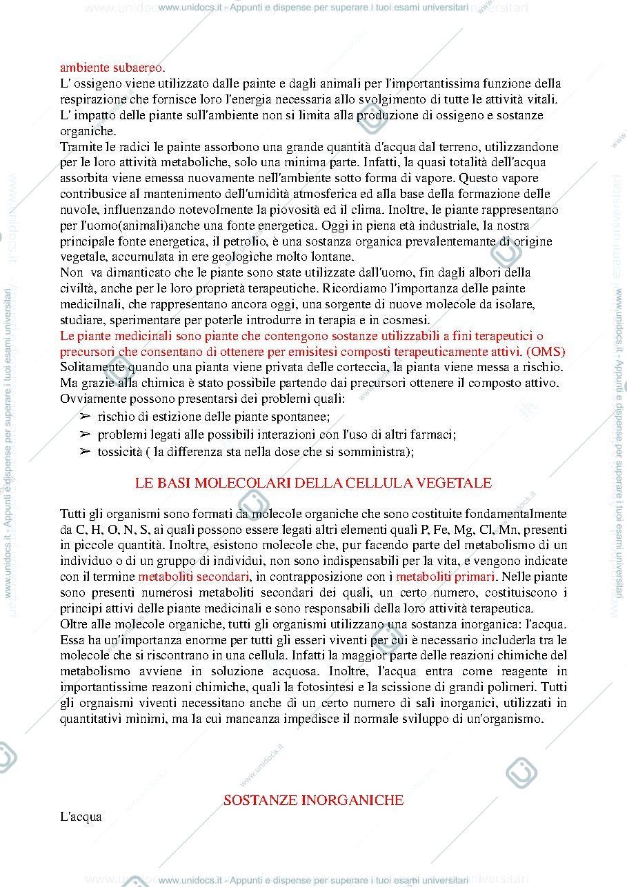 Anteprima pagina 3 — Biologia vegetale - appunti (parte iniziale)