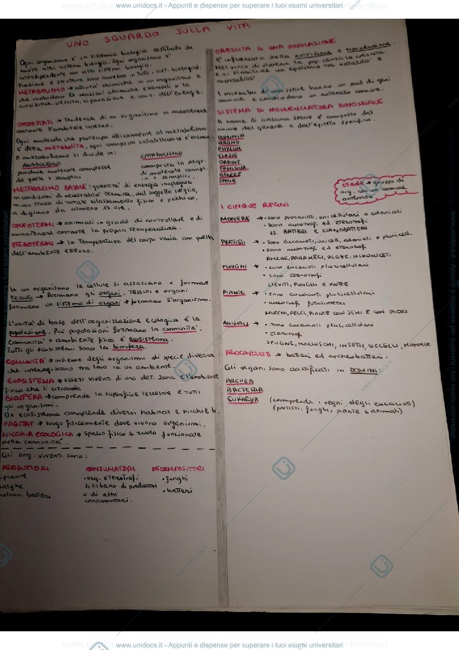 Anteprima pagina 1 — Riassunti di biologia