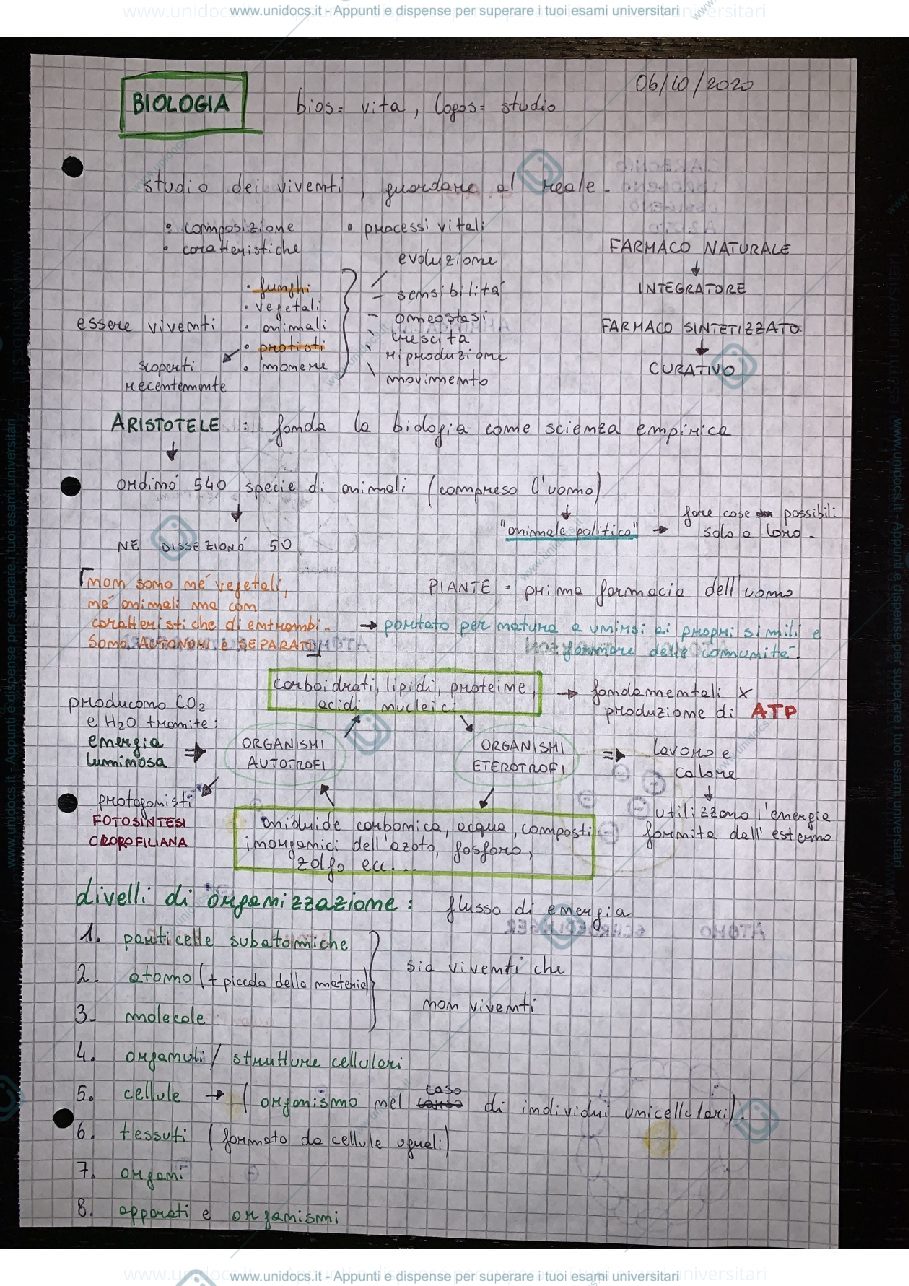 Anteprima pagina 1 — introduzione alla Biologia