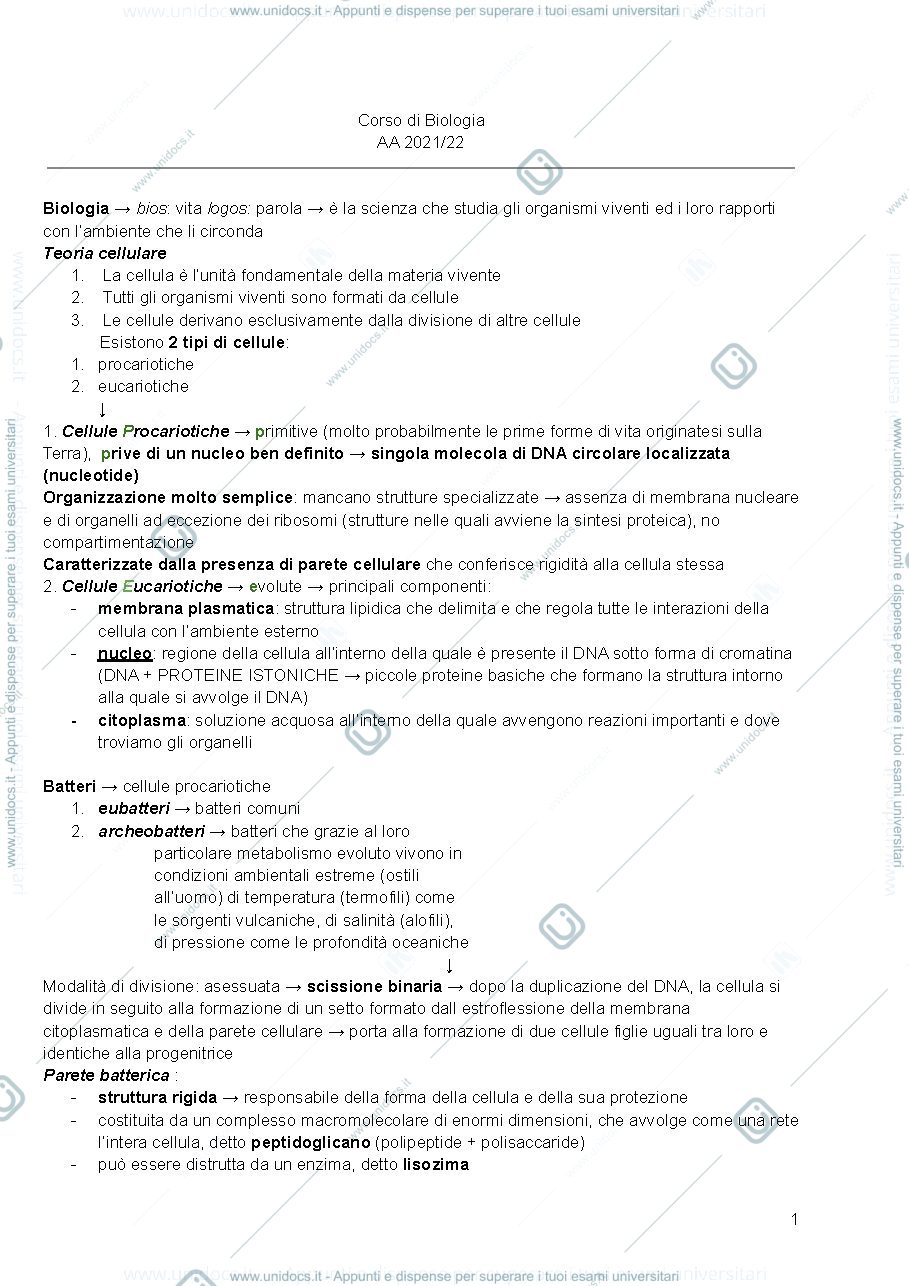 Anteprima pagina 1 — Biologia