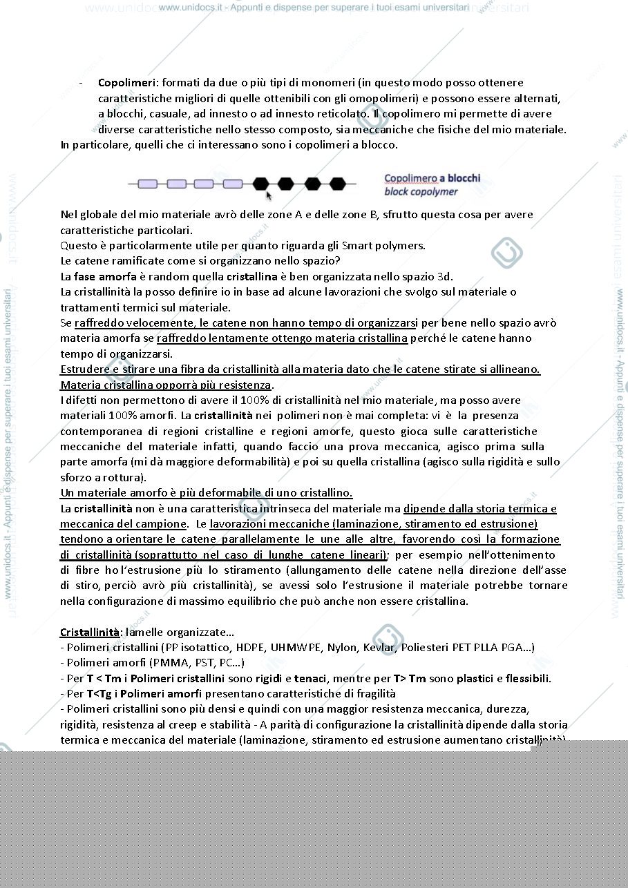 Anteprima pagina 3 — Appunti lezioni su Materiali polimerici e Metodi di caratterizzazione
