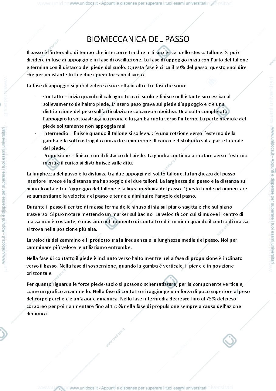 Anteprima pagina 1 — biomeccanica del passo, della mano e del ginocchio