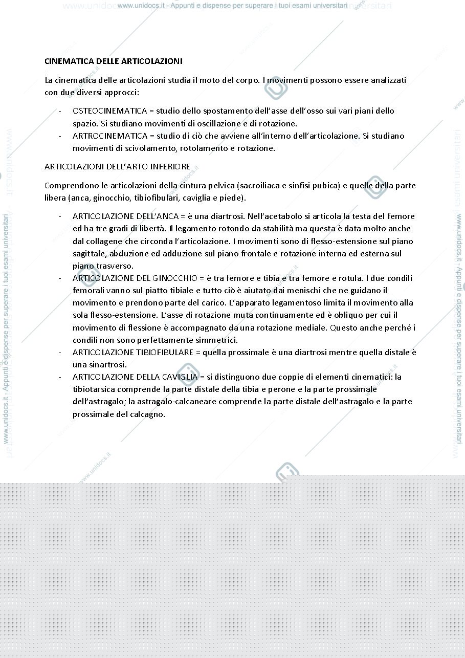 Anteprima pagina 2 — anatomia delle articolazioni e biomeccanica del movimento