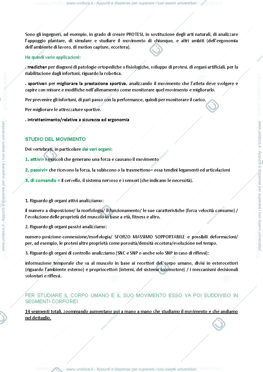 Anteprima pagina 2 — Biomeccanica Appunti Prof. Piaggi