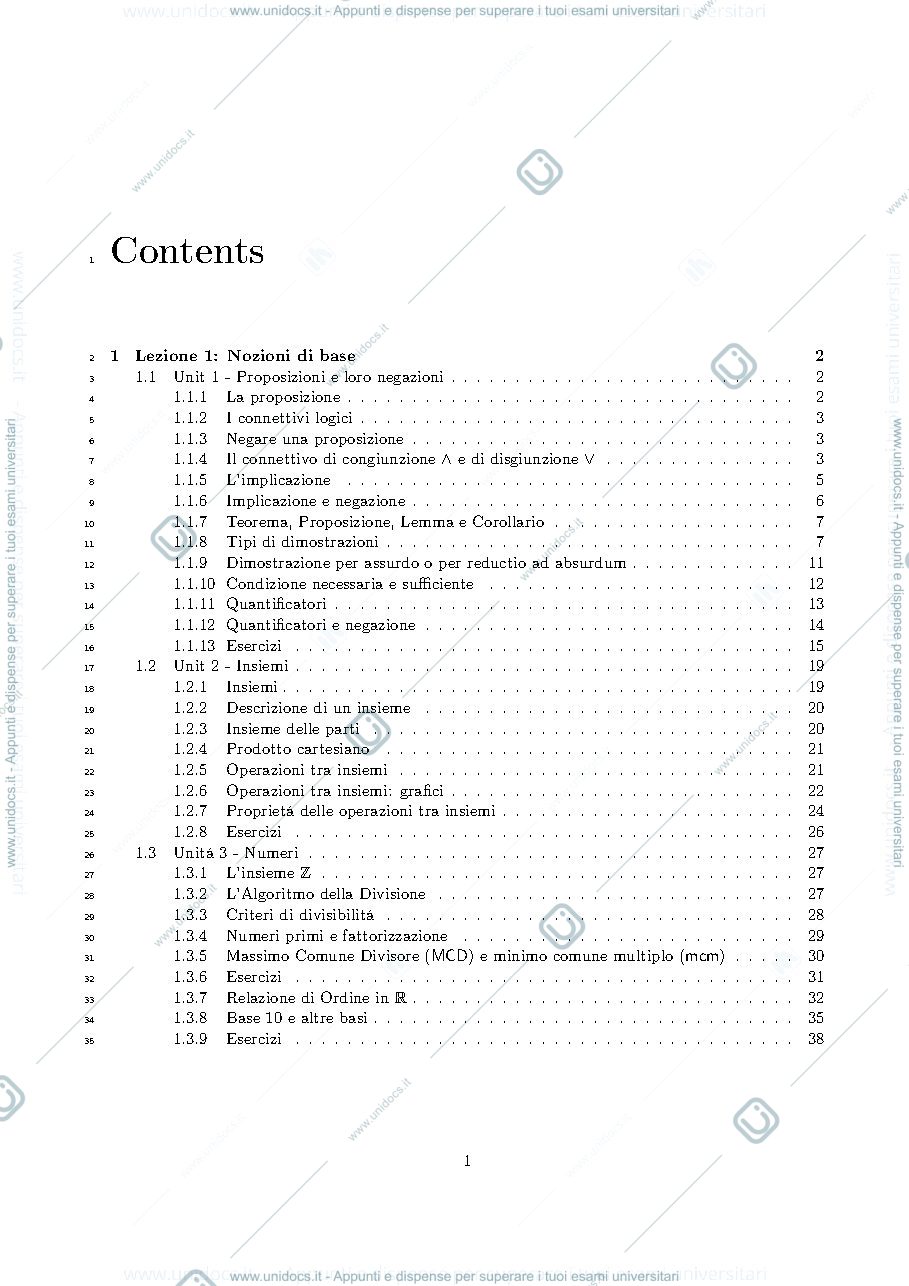 Anteprima pagina 1 — Lect1-Logica - Elementi di logica, teoria degli insiemi e teoria dei numeri con esercizi, utili
