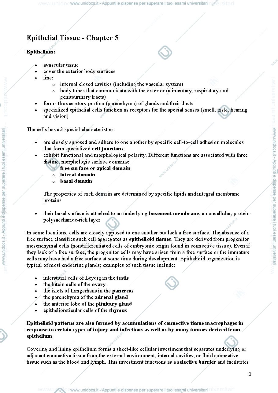 Anteprima pagina 1 — Histology Biomedical Sciences I