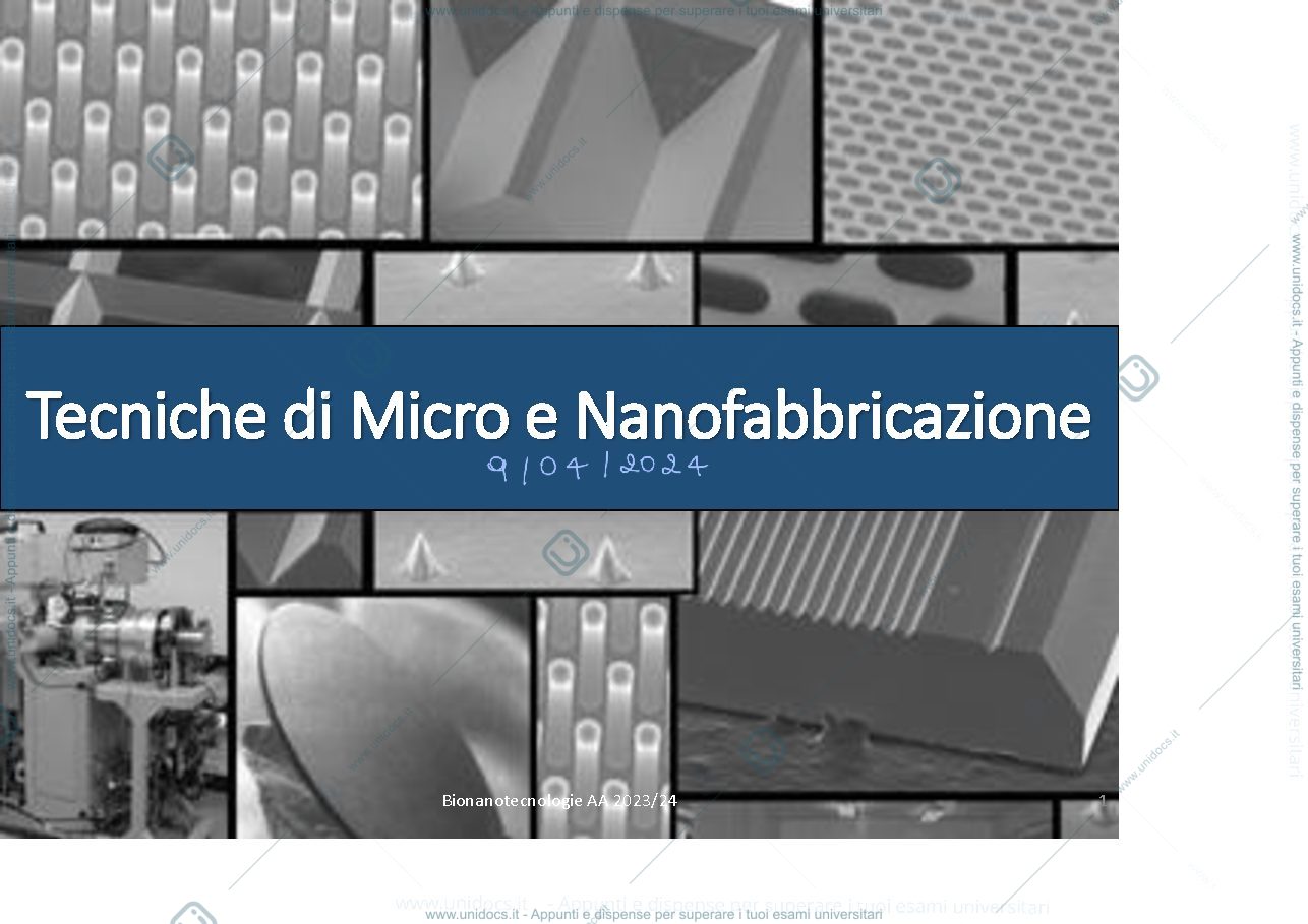 Anteprima pagina 1 — appunti di bionanotecnologie