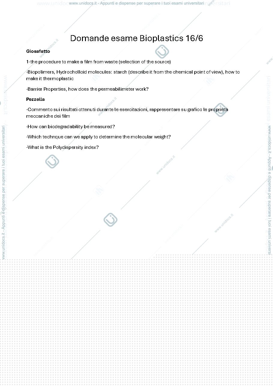 Anteprima pagina 1 — Domande Bioplastics