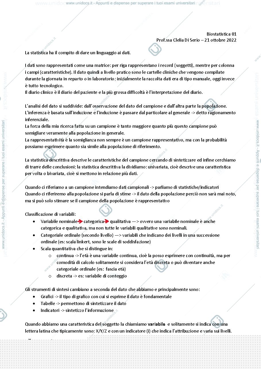 Anteprima pagina 1 — Appunti prima lezione