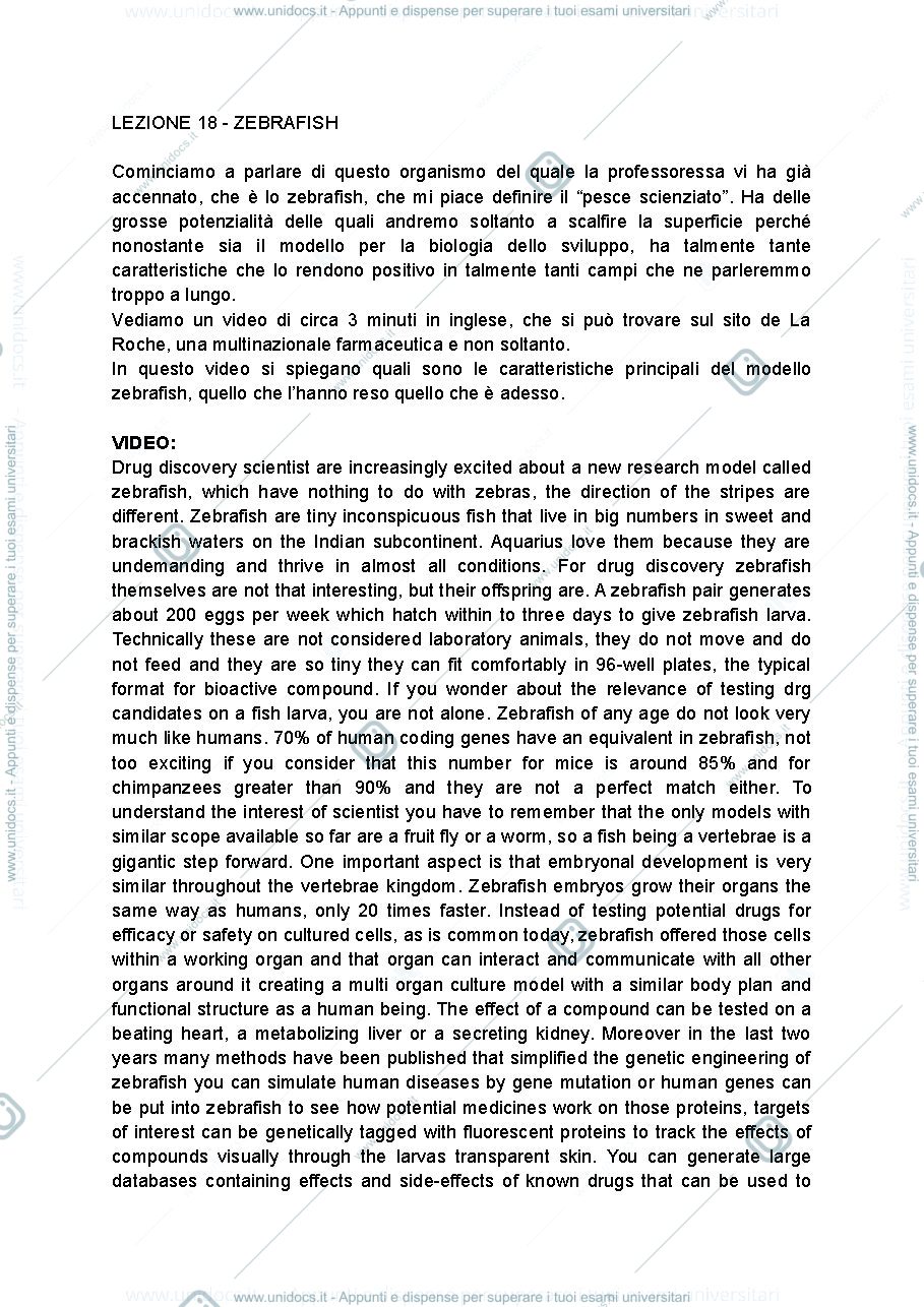 Anteprima pagina 1 — lezione Zebrafish 1