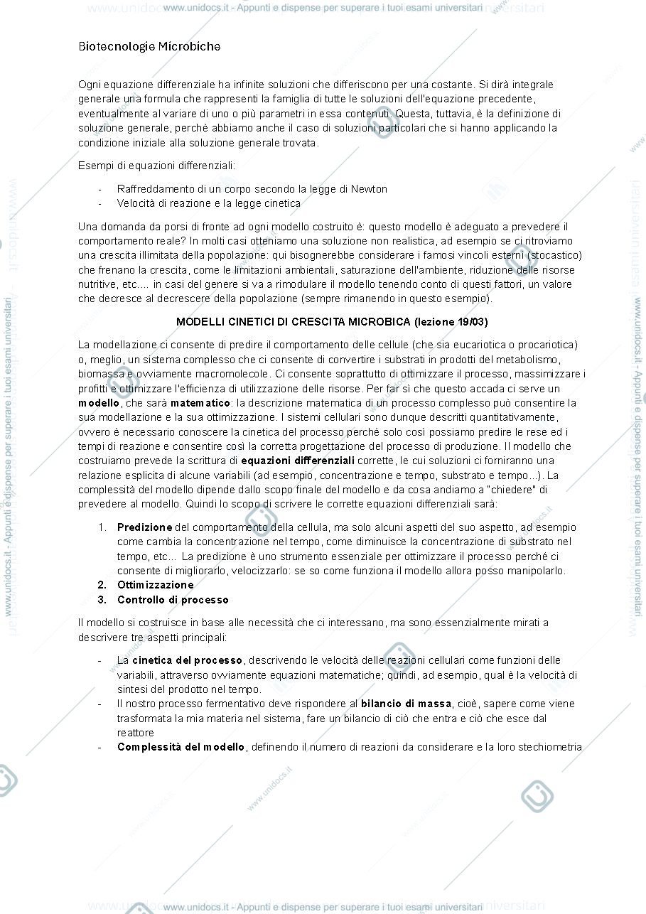 Anteprima pagina 2 — modelli cinetici - batch, continuo, fed-batch