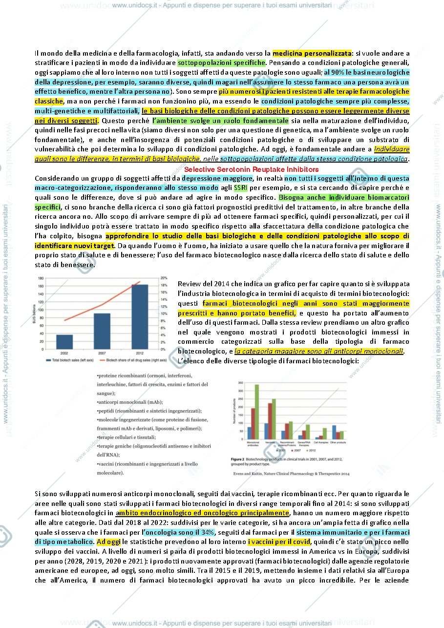 Anteprima pagina 2 — Apunti Biotecnologie del farmaco/ Farmacia biotecnologici in terapia