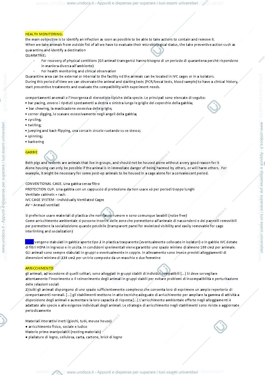Anteprima pagina 3 — Riassunto slide Wellbeing and care of laboratory animals