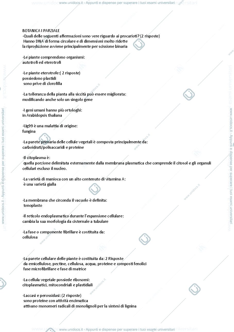 Anteprima pagina 1 — Botanica primo parziale