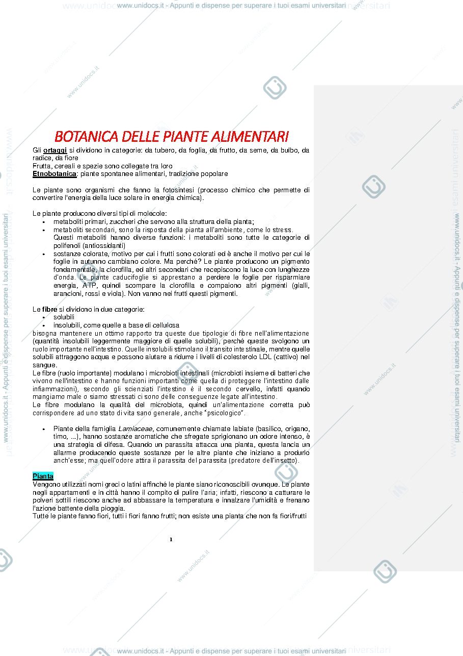 Anteprima pagina 1 — Botanica delle Piante Alimentari
