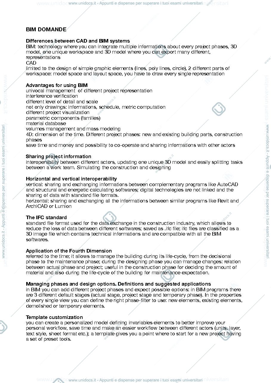 Anteprima pagina 1 — BIM Questions - short answers 