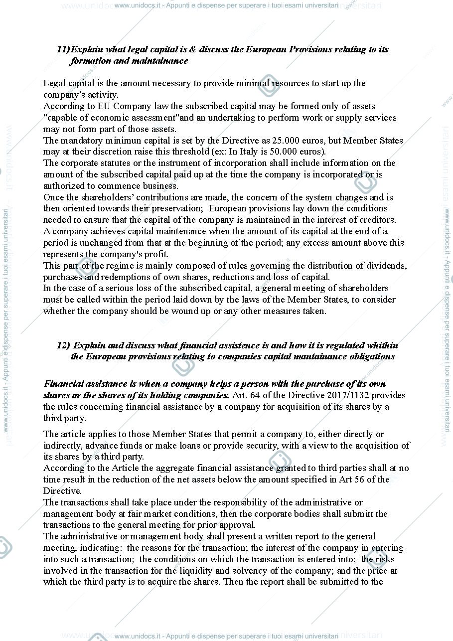 Anteprima pagina 1 — Business Law domande utili per esame