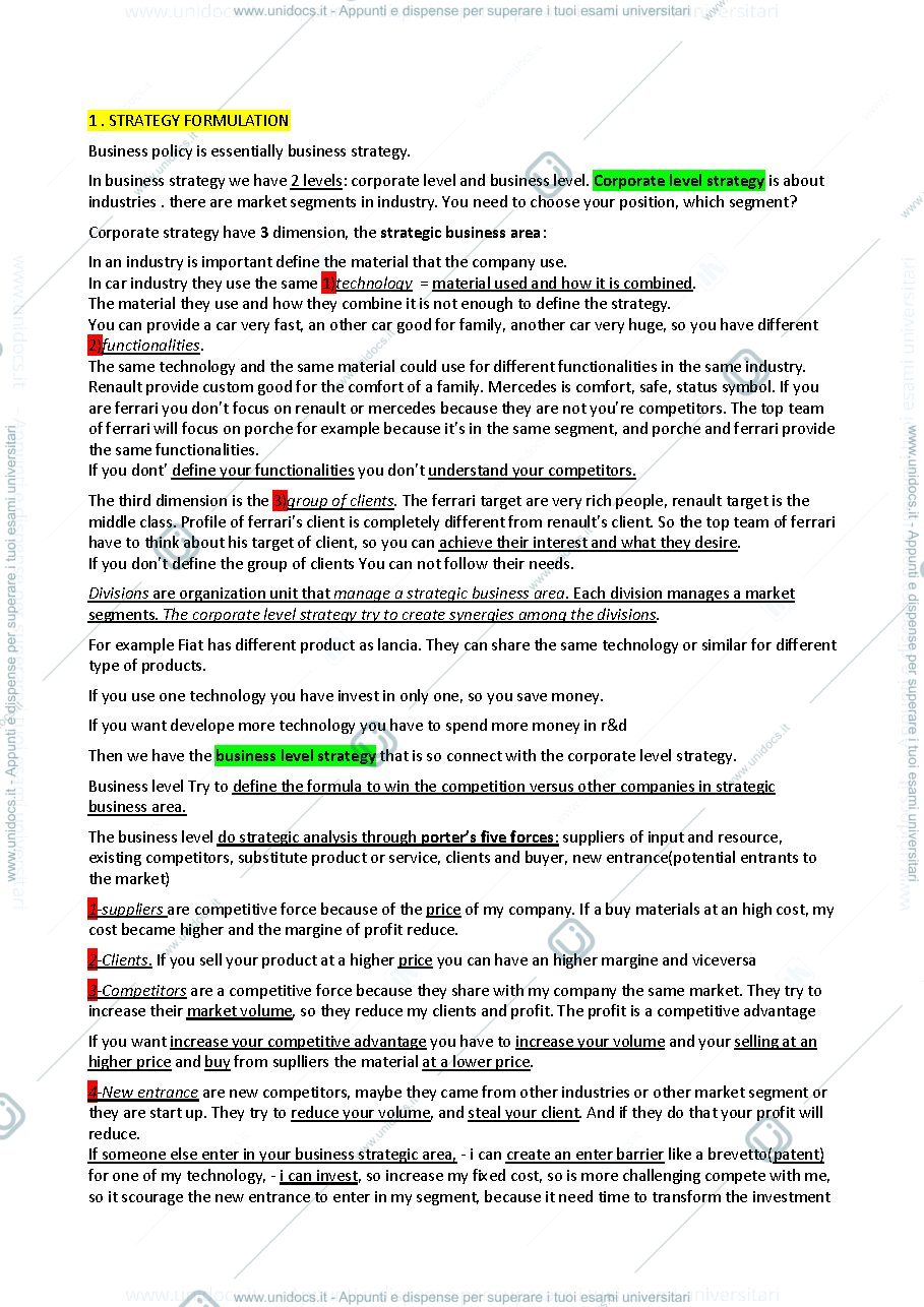 Anteprima pagina 2 — Business policy and strategy esecution 
