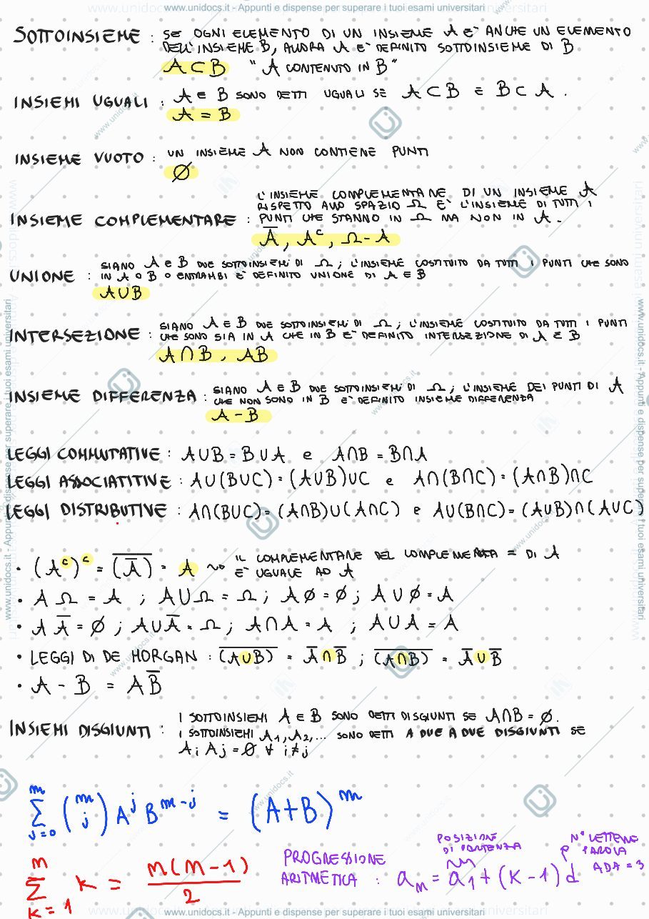 Anteprima pagina 1 — Calcolo delle Probabilità